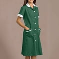 thumbnail image 1 of Tidyack,Exclusive Deal,Nurse Lapel Dress, Solid Color Work Dress, Pockets + Button Splicing, Midi Length, For Healthcare Staff, Professional Work Attire, Cotton Blend, Clean Cut, Daily Uniform, 1 of 6