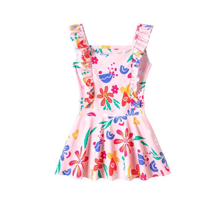 Toddler Girl Rash Guard Bathing Suits Cute Print Sun Protection Long Sleeve Toddler Bathing Suit 2-3 Years Girls Clothing