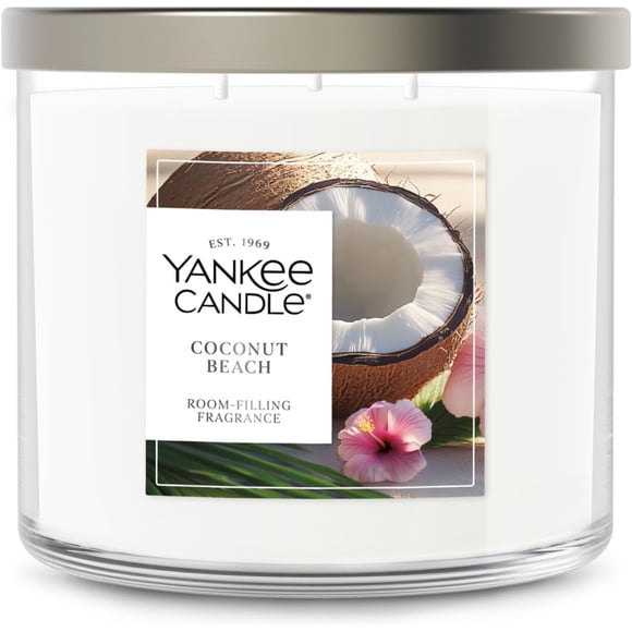 Yankee Candle 3 Wick Candle Jar, Scented Candle with up to 40 Hours of Burn Time, Premium Plant Wax Blend for Consistent Long Lasting Scent from First to Last Burn, Coconut Beach