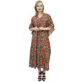 thumbnail image 3 of Bimba Robe Caftan Longue Maxi à Fleurs pour Femme Gris Foncé Couvre-Maillot en Coton-24, 3 of 7