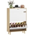 thumbnail image 1 of HOMCOM Armoire à Chaussures Étroite Armoire de Rangement pour Chaussures avec 2 Tiroirs Basculants, Blanc, 1 of 10