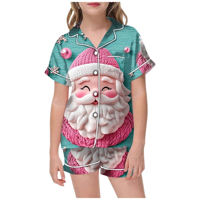 WEAIXIMIUNG Pajamas For Children Shirt And Pant Matching Set Sleepwear Set With Pockets For Christmas 10-11 Years
