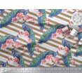 thumbnail image 3 of Soimoi Polyester Crepe Fabric Stripe,Floral & Peacock Bird Print Fabric by The Yard 52 Inch Wide, 3 of 3