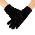 thumbnail image 2 of Femmes Couleur Unie Plein Doigt Velours Extensible Soirée Bal Cyclisme Gants Noir, 2 of 13