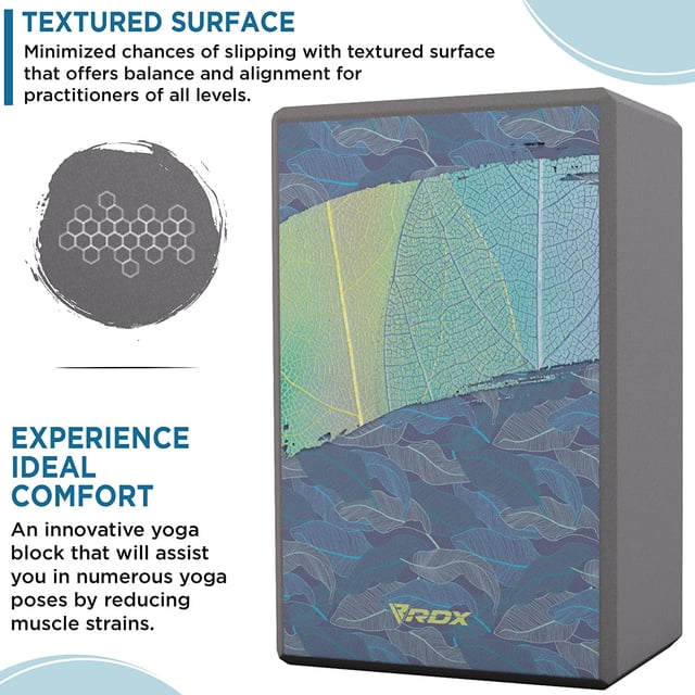 RDX Yoga Block Set, Non-Slip High-Density Eva Foam Brick for Pilates Flexibility Body Balance, Easy Grip Surface for Stability Strength Training Deepen Poses Exercise Office Home Gym, 23x15x9.8CM