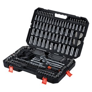 KFFKFF Ensemble d'outils de mécanique, 253-Piece Kit d'outils mécaniques, 1/4 de pouce, 3/8 de pouce et 1/2 de lecteur, SAE ensemble de socket métrique, clés, visseuses, accessoires et boîtier de rangement