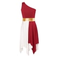 thumbnail image 3 of Jhaoyu Robe de Danse Asymétrique pour Filles Enfants, Robe de Danse Lyrique, Bloc de Couleur, Robe de Culte Liturgique Bourgogne 8, 3 of 7