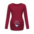 thumbnail image 1 of T-shirt de Maternité pour Femmes à Ourlet Irrégulier Imprimé, Décontracté, Manches Longues, Col Rond, Basique, T-Shirt d'Allaitement, 1 of 2