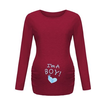 Femmes Maternité Irrégulière Imprimé Ourlet Tee-Shirt Casual Manches Longues Col Rond T-Shirt Nourrice de Base Top Allaitement