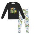thumbnail image 2 of Pyjama Garçon Enfants Dinosaure Imprimé Col Rond Manches Longues Haut Pantalon Ensemble 2 Pcs Printemps Automne Ensemble de Pyjama Pyjama Bébé Noir 5 Ans-6 Ans, 2 of 5