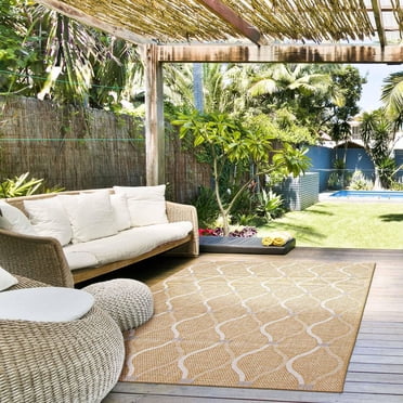 ECARPET Tapis d'Extérieur pour Patio, Terrasse, Jardin, Camping, Imperméable, Collection Veranda Abstract