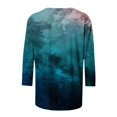 thumbnail image 5 of IROINID Hauts à Manches Longues Réduits pour Femmes T-shirt Imprimé Manches 3/4 Blouse Col Rond Ample Confortable Hauts de Détente, Marine, 5 of 5