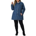 thumbnail image 2 of Plus Size Denim Jacket for Women Buttons Long Sleeve Jean Jackets 1X Blue, 2 of 6