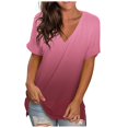 thumbnail image 2 of Cadeaux Uniques pour Femmes Mode Décontractée Dégradé Col en V Manches Courtes T-Shirt Ample, 2 of 6