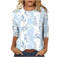 thumbnail image 1 of Pompotops T-shirt Ample Imprimé Mode Femme Manches 3/4 Blouse Col Rond Hauts Décontractés Liquidation, 1 of 5