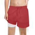 thumbnail image 1 of Boy Swim Trunks Kids Toddler Boys Solid Color Quick Dry Swim Trunks with Compression Liner Stretch Swim Shorts Rash Guard for Boys Red 7 Years, 1 of 3