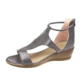 thumbnail image 2 of LSLJS Sandales Compensées à Plateforme Décontractées d'Été pour Femmes à Bout Ouvert, Couleur Unie, avec Fermeture Éclair, 2 of 4