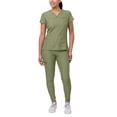 thumbnail image 1 of Adar Pro Movement Booster Scrub Set For Women - Sweetheart V-Neck Scrub Top & Yoga Jogger Scrub Pants, 1 of 7