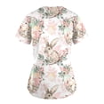thumbnail image 5 of Pompotops Women's Fashion Easter Rabbit Print V-neck Short Sleeve Pocket Workwear Top, 5 of 5