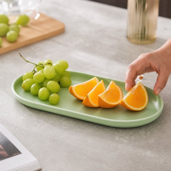 Birdeem Plateau de Service en Plastique, Plateau Rectangulaire Réutilisable, Plateau de Service Empilable et Léger pour Collation Dessert, Usage Cuisine Maison Salle à Manger