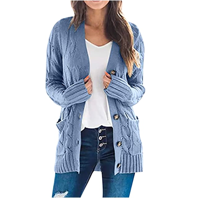 CEHVOM Women's Knit Cardigans Loose Slouchy Oversized Wrap Chunky Pocket Sweaters Coat