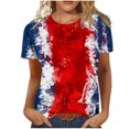 thumbnail image 2 of T-Shirts d'Été pour Femmes Grande Taille, Hauts d'Été pour Femmes, T-Shirts d'Été Décontractés à Col Rond à Manches Courtes, Imprimé Drapeau, Coupe Ajustée, Hauts Basiques, Tees, Blouses, T-Shirt à Col en V pour Femmes en Liquidation, 2 of 6