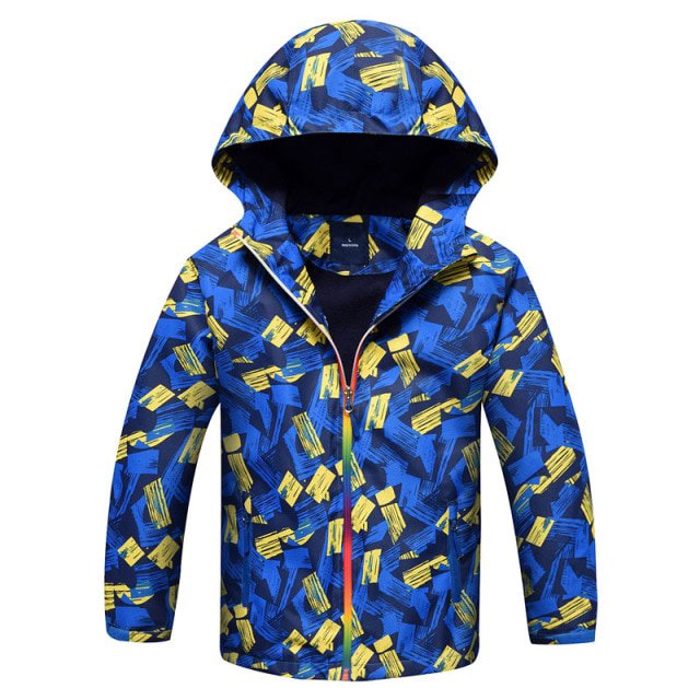 AAMILIFE Boys Waterproof Fleece Lined Jacket Color Block Windbreaker Hooded Coat