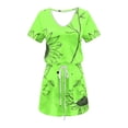 thumbnail image 4 of DPTALR Robe Mi-Mollet à Manches Courtes et Col en V pour Femmes, Jupes Courtes Rétro pour Dames, Jolies Robes d'Été pour Sorties pour Filles, 4 of 4