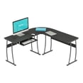 thumbnail image 1 of RIF6 L Shaped Modern Computer Home Office Desk w/ Keyboard Tray, Black, 1 of 3