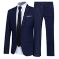 thumbnail image 1 of Jelory Mens 2 Piece Suit Formal Business Slim Fit Suits One Button Solid Blazer Jacket with Trousers Navy Blue M, 1 of 7