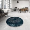 thumbnail image 3 of Ahgly Company Tapis d'Intérieur Ronds Abstraits Vert Sarcelle Profond, Tapis de Zone Abstraits, 3 Pieds Rond, 3 of 6