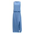 thumbnail image 3 of MesaSe Femmes Casual Robe Robe d'Été pour les Femmes Cou Sans Manches Maxi Robes de Fourche de Couleur Unie Ouverture Robe Femmes Vêtements L AG, 3 of 5