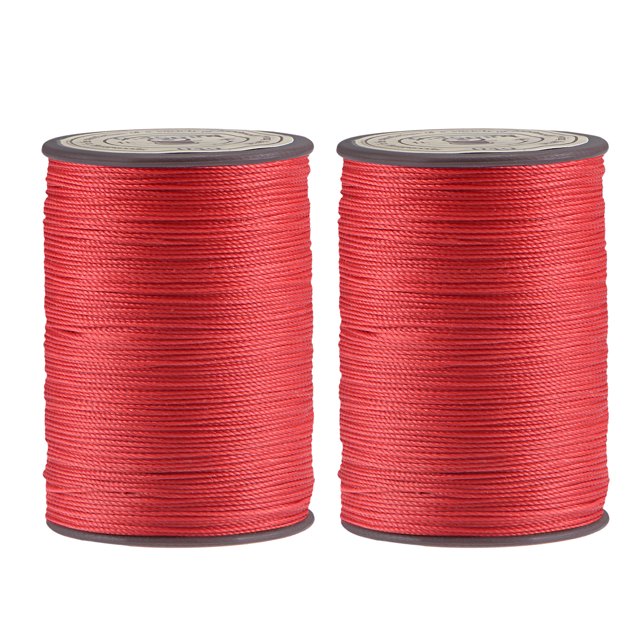 Unique Bargains Lot de 2 Fils Cirés Fins 137 Yards 0,55 mm Corde en Polyester pour Couture à la Machine, Courtepointe à la Main, Tissage, Rouge