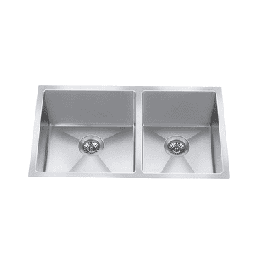 32 inch Near-Zero Low Divide Double Bowl Kitchen Stainless Steel Sink with Strainer