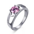 thumbnail image 1 of Bague de Fiançailles Solitaire en Acier Inoxydable Rose CZ pour Femmes, 1 of 5