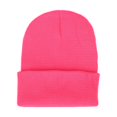 thumbnail image 1 of Men Women Solid Color Warm Woolen Knitted Cap Fluorescent Cuffed Beanie Hat, 1 of 10