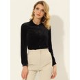 thumbnail image 3 of INSPIRE CHIC Chemise en Velours pour Femme à Col Pointu avec Poche Noir TP, 3 of 5