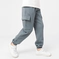 thumbnail image 4 of MIASHUI Girls Sweatpants Unisex Children Cargo Pants Kids Solid Color Trousers,Dark Gray,13-14 Years, 4 of 4