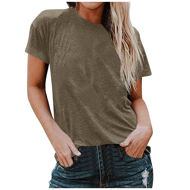 FAIWAD T-Shirts à Manches Courtes pour Femmes Été Col Rond Manches Courtes Grande Taille T-Shirts Décontractés Plage Vacances Basiques