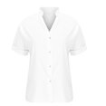 thumbnail image 2 of Birdeem Hauts pour Femmes de Couleur Unie à Boutons T-Shirts à Col en V Blouse, 2 of 6