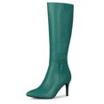 thumbnail image 1 of Unique Bargains Bottes Hauteur Genou à Talon Aiguille à Bout Pointu pour Femme Vert US 9, 1 of 7