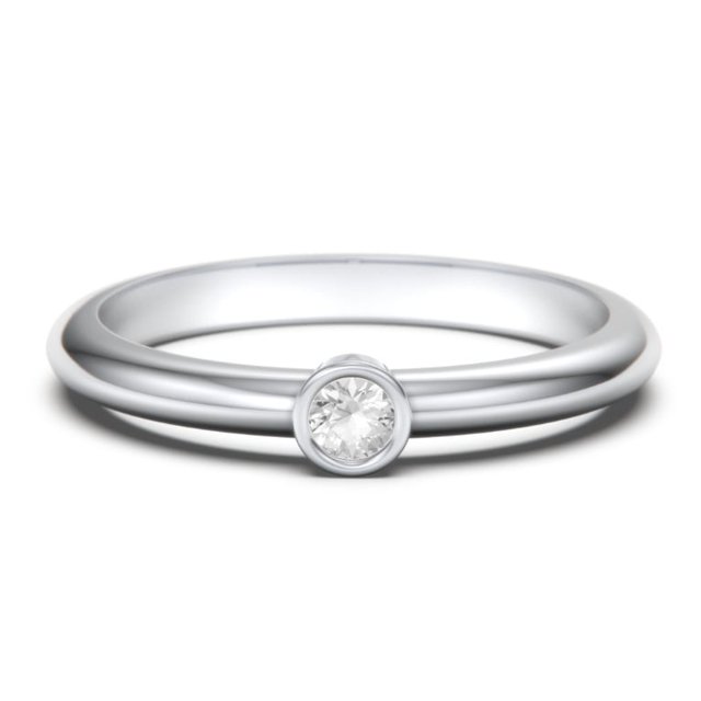 Classic Bezel Set Birthstone Ring - Cubic Zirconia / White Topaz (April)