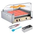 thumbnail image 1 of 11-Roller Stainless Steel Hot Dog Grill Machine with Curved Cover – Bun Warmer, Dual Temperature Control, 360° Rotating Non-Stick Rollers, Removable Drip Tray, Commercial Grade, For Home & Concession, 1 of 7