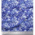 thumbnail image 1 of Soimoi Blue polyester Crepe Fabric Leopard & Wild Animal Skin Print Sewing Fabric BTY 42 Inch Wide, 1 of 3
