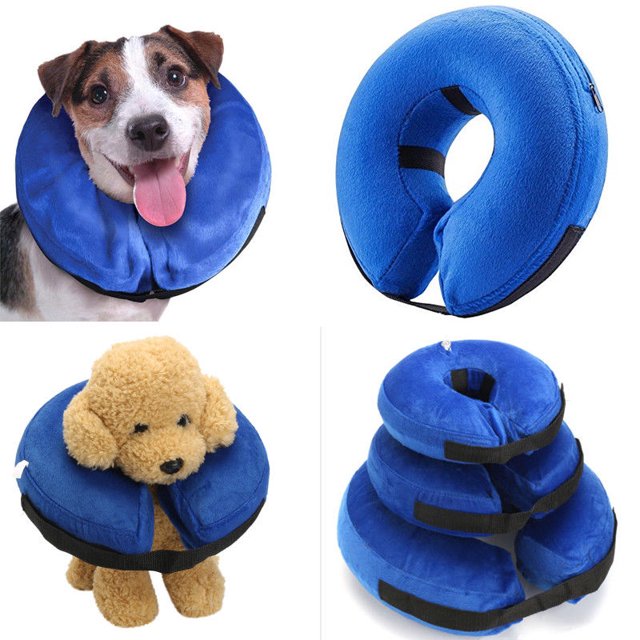 Kmbangi Colliers Gonflables pour Animaux de Compagnie Anti-Morsure PVC Confortable Récupération E-Collar Anti-Lick Fournitures pour Chiens Chats
