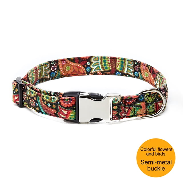 TopLLC Ethnic Pattern Personalized Half Metal Cotton Collar Pet Dog Collar