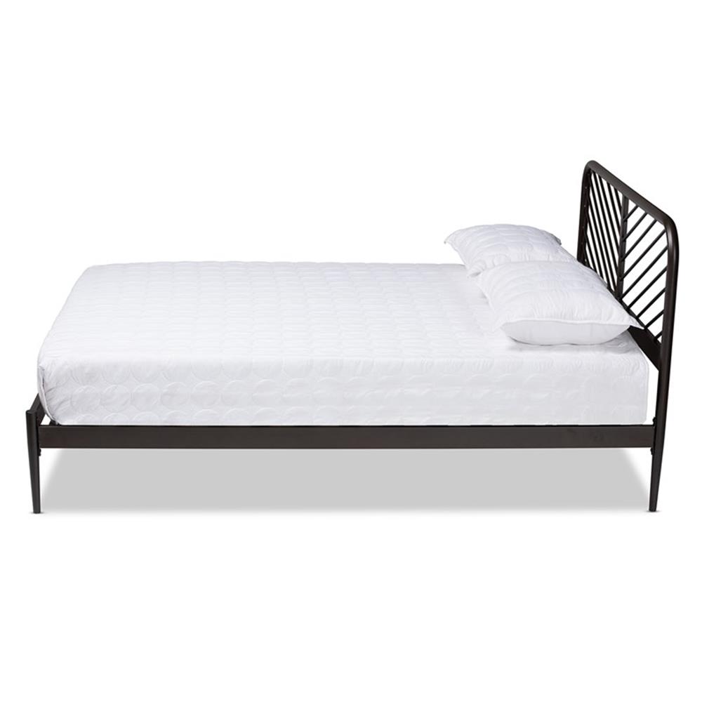 Bowery Hill Lit Plateforme Industriel en Métal Finition Noire Taille Grand