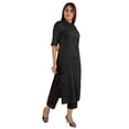 thumbnail image 2 of Moomaya Solid Rayon Kurta For Women bell Sleeve Drawstring Neck Long Ethnic Kurti, 2 of 7