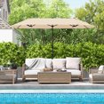 thumbnail image 2 of Gymax Parasol de Patio Double Face de 13 Pi avec Manivelle, Base de Parasol, Verrou de Sécurité, Beige, 2 of 10