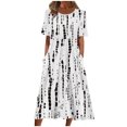 thumbnail image 2 of Robes Midi pour Femmes Mode Femmes Décontracté Aguichant Col Rond Imprimé Été Manches Courtes Poches Robe Robes pour Femmes 2023 Formel en Liquidation, 2 of 7